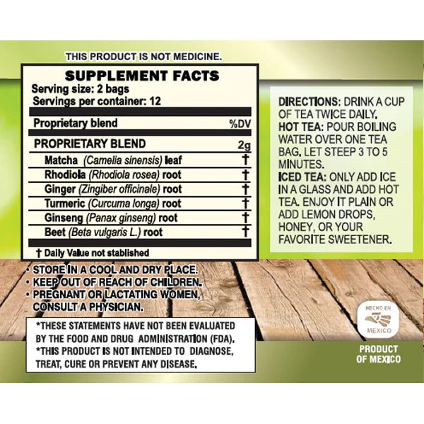 Cinturita Herbal Tea | Natural Digestive Tea – 25 Bags
Té Herbal Cinturita | Té Digestivo Natural – 25 Sobres