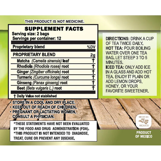 Cinturita Herbal Tea | Natural Digestive Tea – 25 Bags
Té Herbal Cinturita | Té Digestivo Natural – 25 Sobres