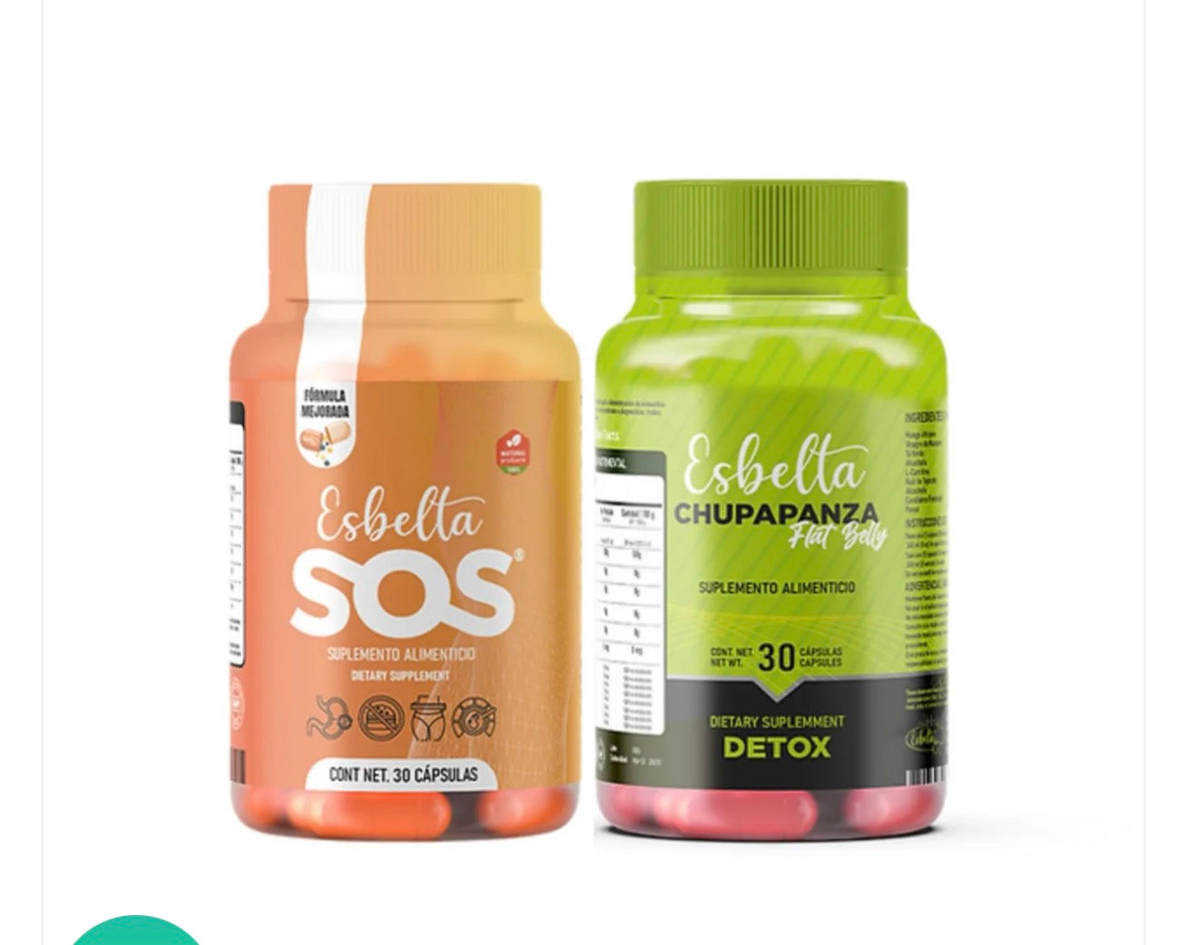 Esbelta SOS Fuerte + Chupapanza Vientre Plano – Quema Grasa y Detox Intestinal