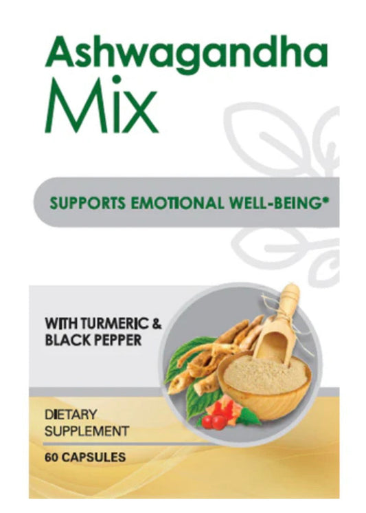 Ashwagandha Mix – Emotional Balance & Stress Support With Turmeric & Black Pepper | 60 Capsules