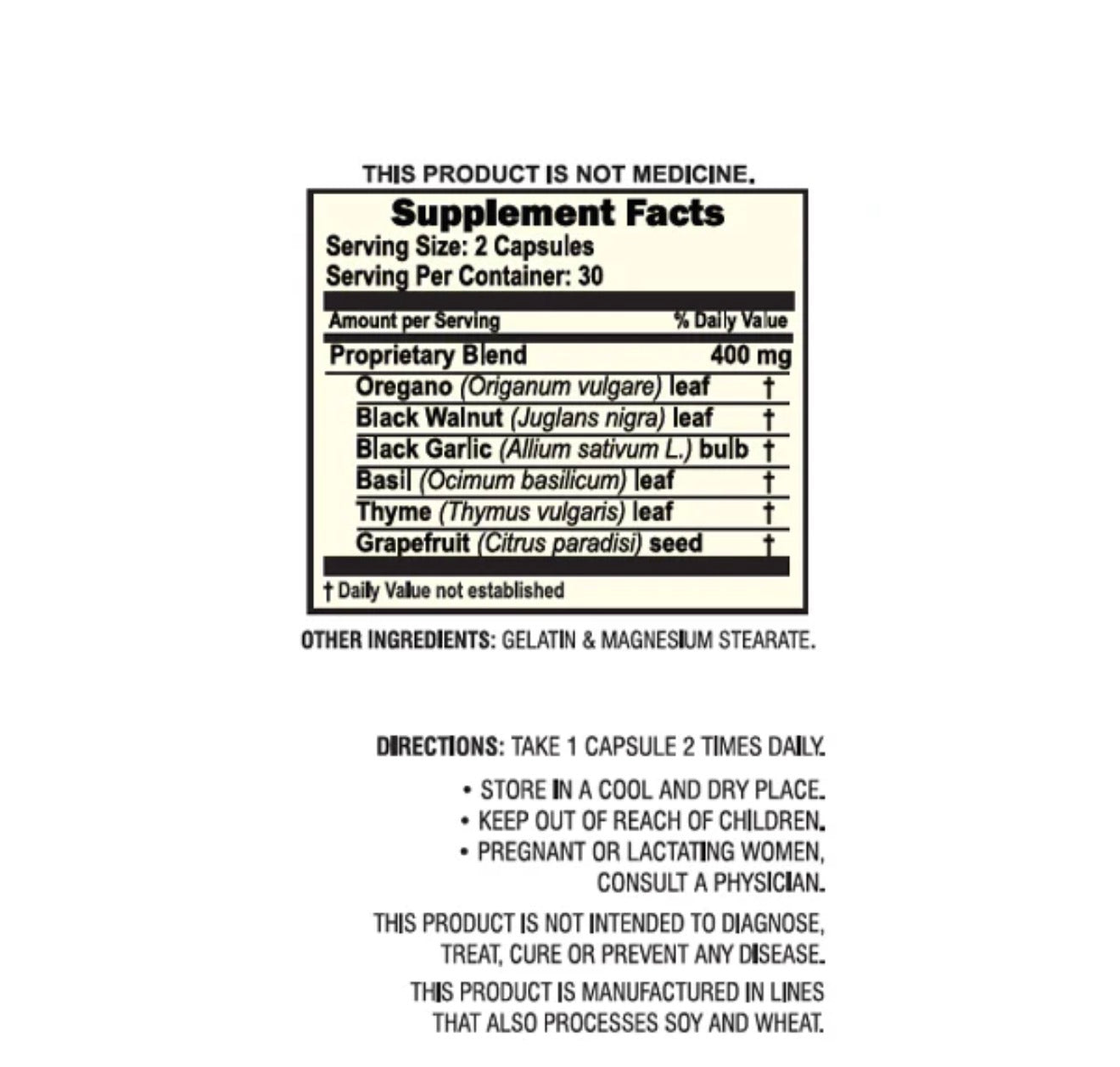 Fungal Herbal Herbal Digestive & Immune Support Capsules with Oregano, Black Walnut & Black Garlic | Hongos Cápsulas Herbales para el Bienestar Digestivo