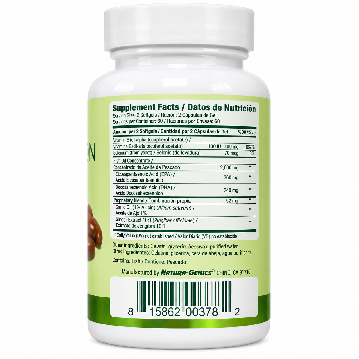 Fish & Garlic Oil Natura-Genics 100 Softgels | Omega-3 EPA DH