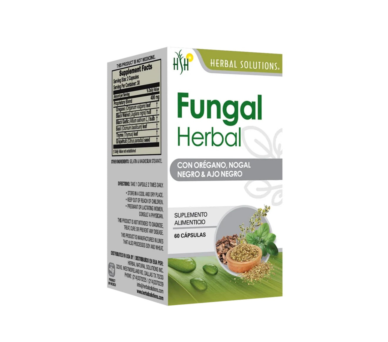 Fungal Herbal Herbal Digestive & Immune Support Capsules with Oregano, Black Walnut & Black Garlic | Hongos Cápsulas Herbales para el Bienestar Digestivo
