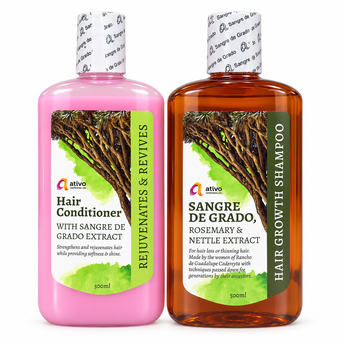 Dúo Capilar Sangre de Grado – Shampoo de Crecimiento + Acondicionador 500 mL