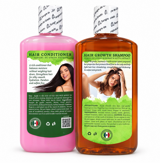 Dúo Capilar Sangre de Grado – Shampoo de Crecimiento + Acondicionador 500 mL