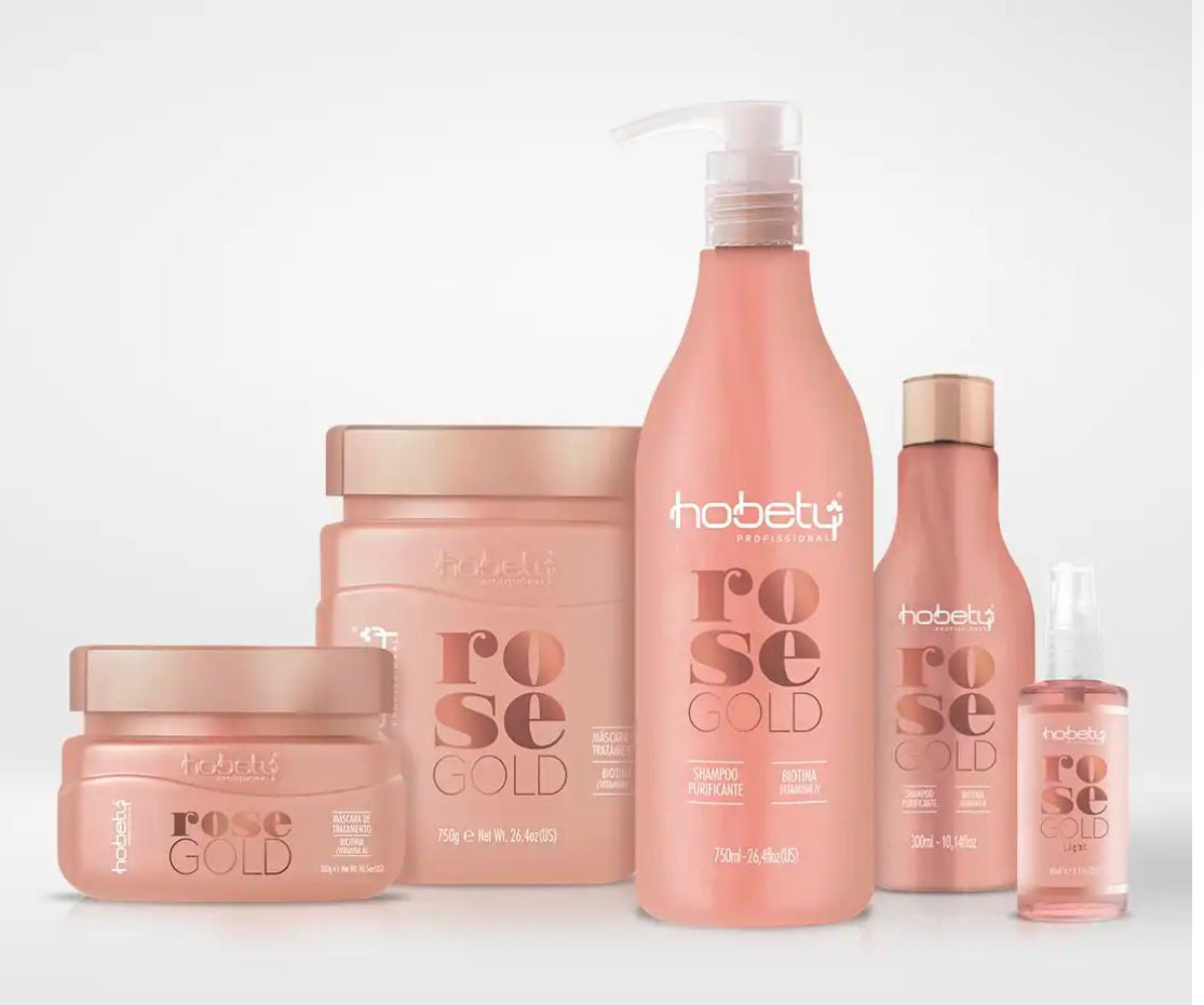 Hobety Rose Gold Strengthening & Growth Treatment Set For Brittle, Fragile Hair